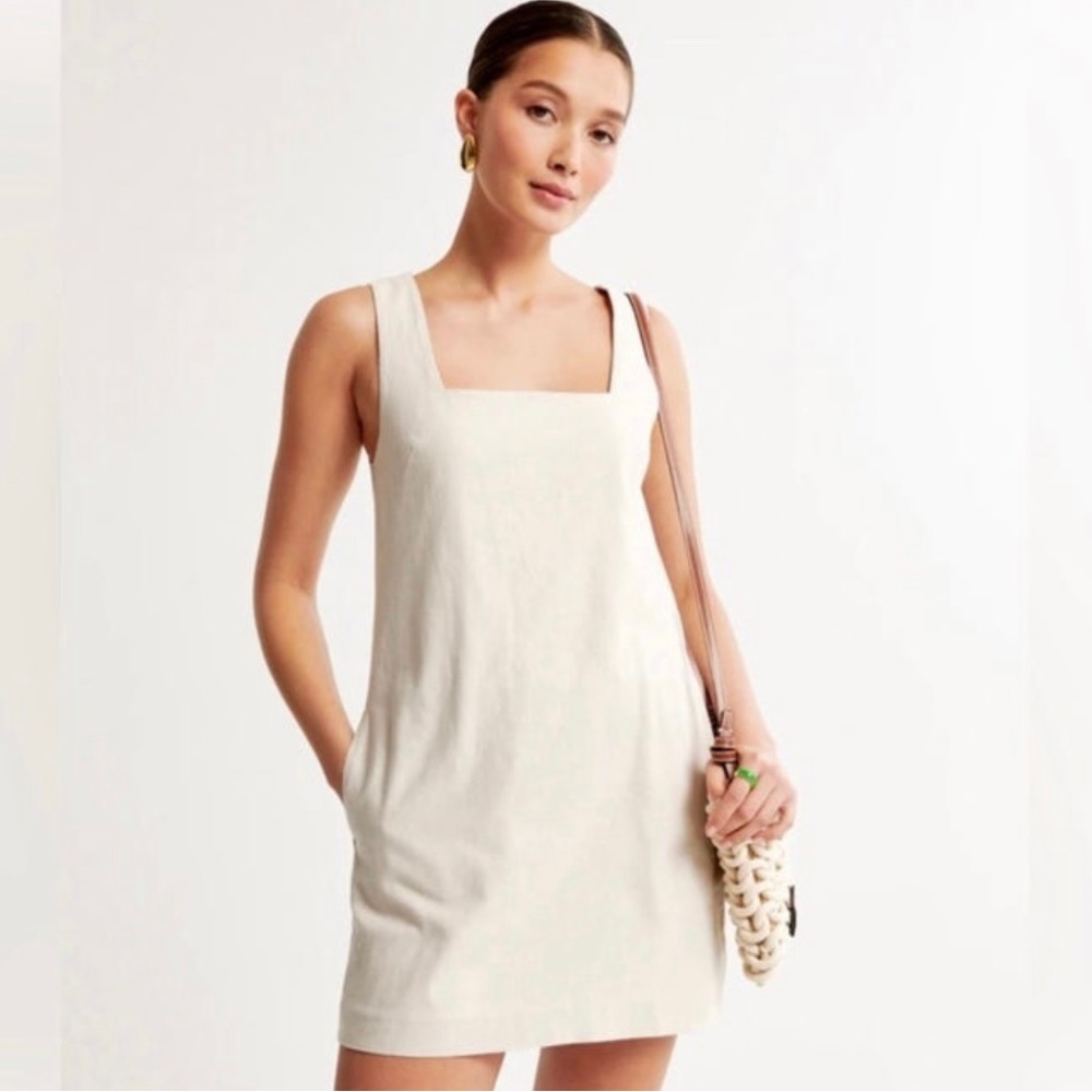Abercrombie and Fitch Wide Strap Linen Blend Dress